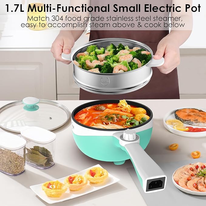 Audecook Hot Pot Electric, 1.7L Mini Electric Skillet Portable Nonstick Sauté - Image 4