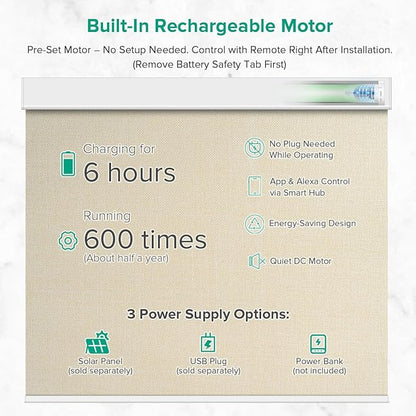 Kilonity Motorized Roller Shades, Light Filtering Remote Control Custom Window - Image 3