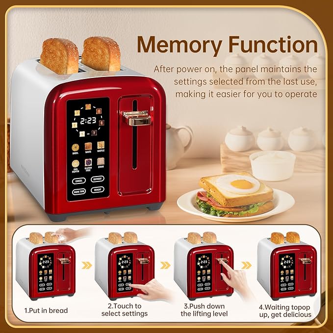 SEEDEEM Toaster 2 Slice, Full Touch Control Stainless Toaster, LCD Display - Image 6