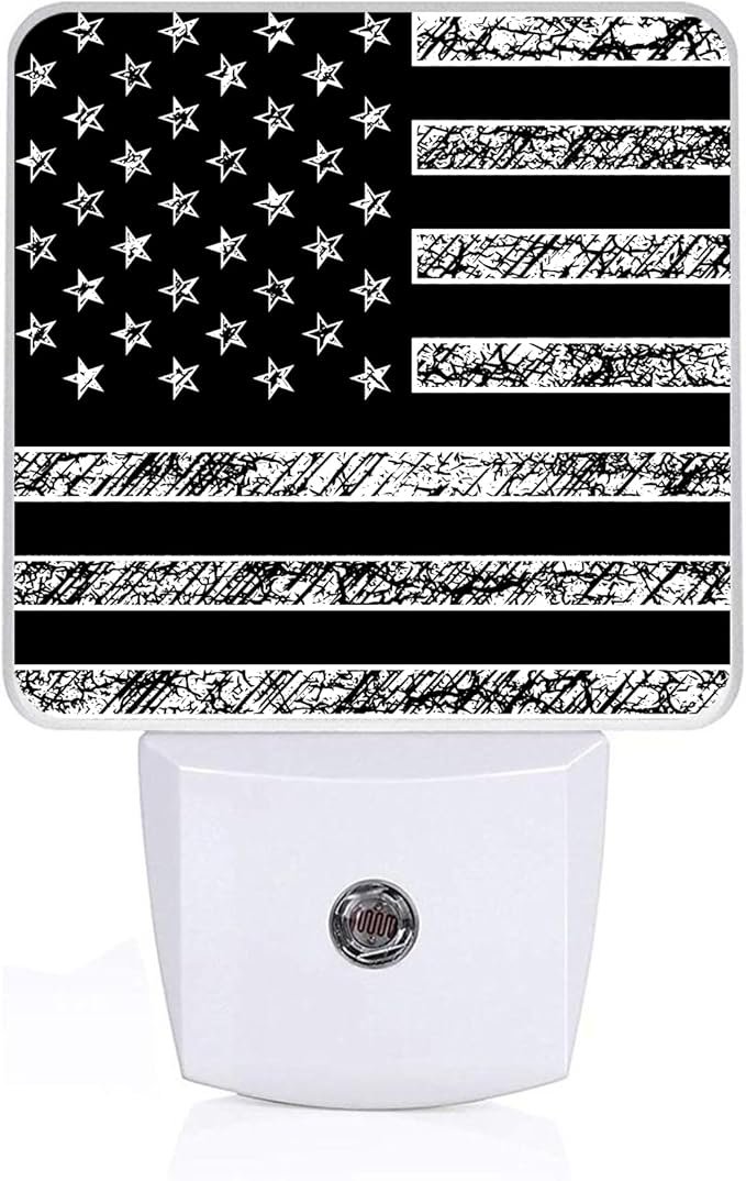 GANTINIR Black White American Flag Night Light, Plug-into USA Flag Nightlight by Unknown