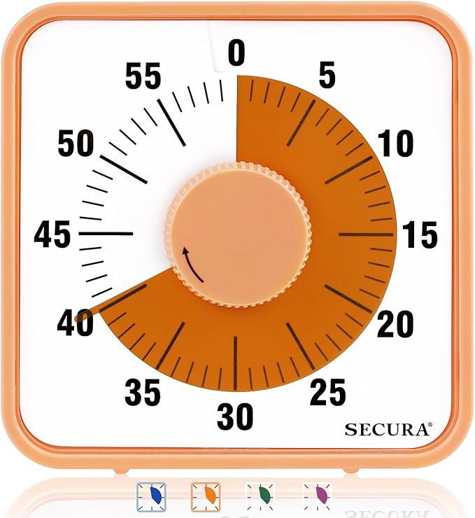 Secura 7.5 Inch Visual Timer, 60 Minute Oversize Countdown Visual Timer by Secura