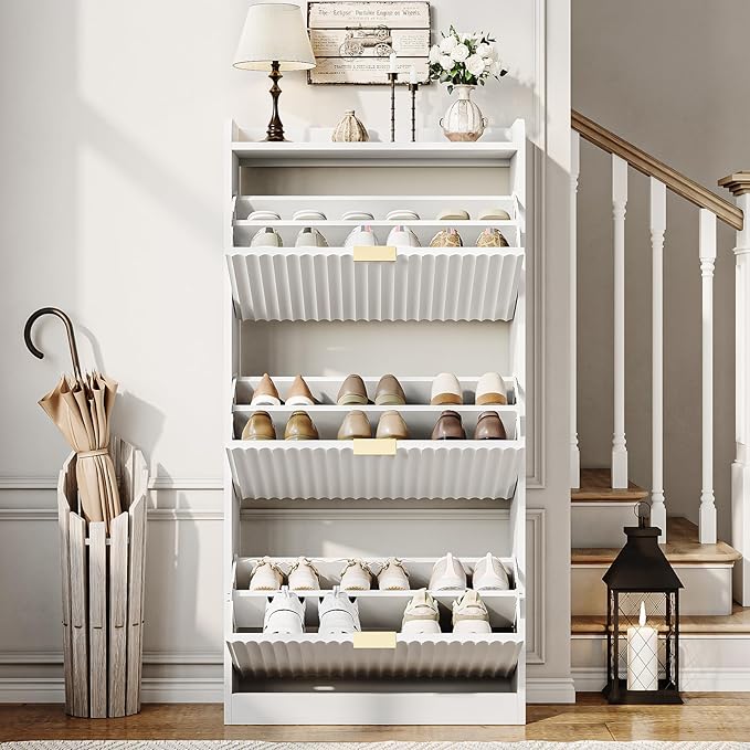 CHUWELL Fluted Shoe Cabinet Storage - Image 3
