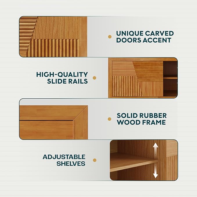 Bme Trapeze TV Stand for Living Room – Wooden Media Console - Image 5