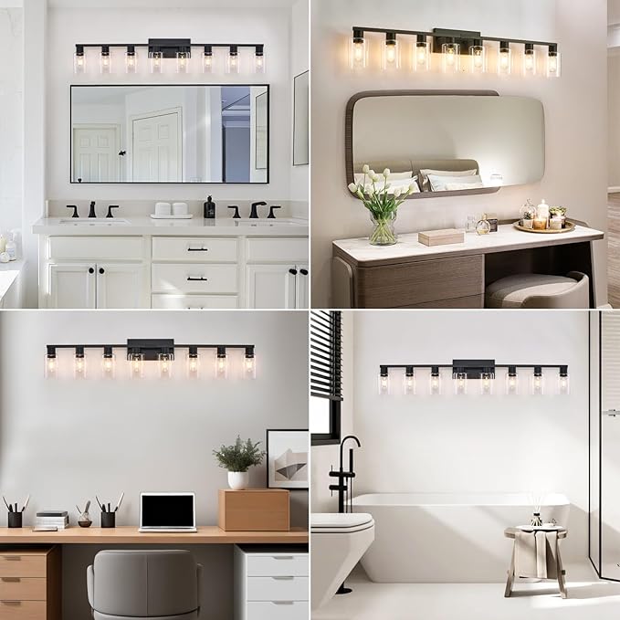 8 Light Bathroom Vanity Light, Matte Black Bathroom Vanity Lights Over Mirror - Image 7