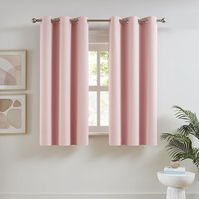 DUALIFE Pink Curtains 45 Inch Length by DUALIFE