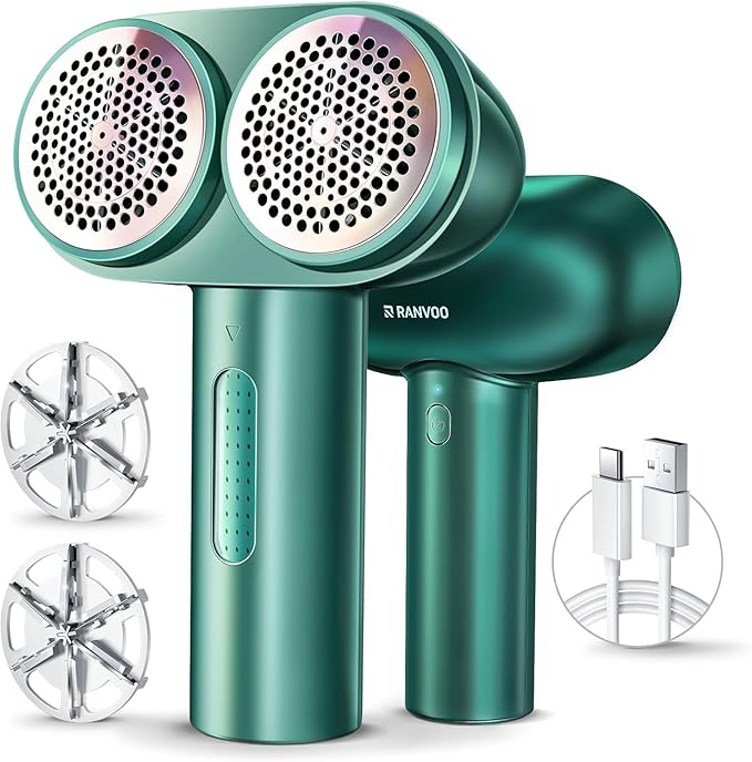 RANVOO Professional Fabric Shaver, Dual-Head Electric Rechargeable Lint Remover by RANVOO