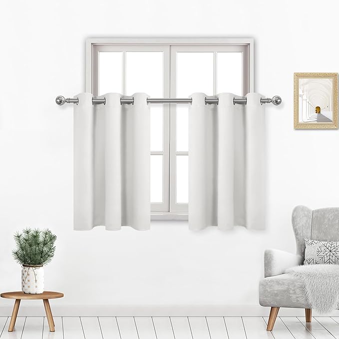 DWCN Ivory Short Curtains for Small Window, Room Darkening Curtains for Bedroom by DWCN