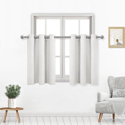 DWCN Ivory Short Curtains for Small Window, Room Darkening Curtains for Bedroom by DWCN