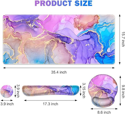 Gaming Mouse Pad, Large Desk Mat, Cute Desk Pad Protector, 4in1 XXL Mousepad + - Image 4