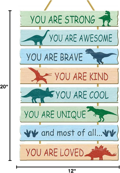 Rutiyoka Dinosaur Room Decor for Boys Bedroom Wall Dino Inspirational Art Kids Wood Decorations Little Boy Nursery Toddler Sign
