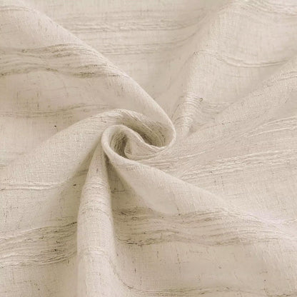 Gxi Beige Striped Sheer Curtain Tie Up Balloon Curtain for Kitchen Bathroom | Rod Pocket Farmhouse Linen Voile Valance for Living Room Small Window 1 Panel Width 39 x 47 inches Length