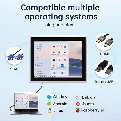 10.4-Inch Industrial Touch Screen Monitor, Ratio 4:3 Embedded PCAP Touchscreen - Image 3