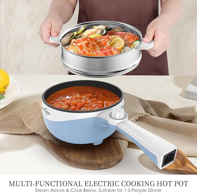 Audecook Hot Pot Electric, 1.7L Mini Electric Skillet Portable Nonstick Sauté - Image 7