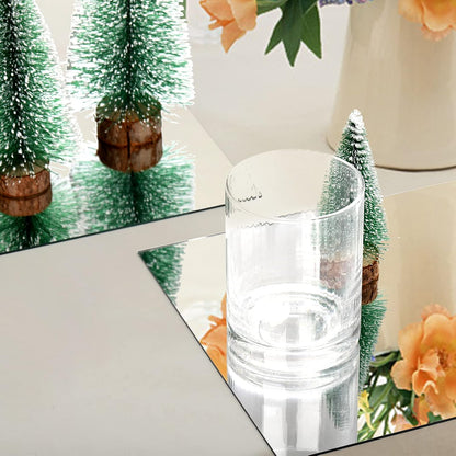 Set of 16 Square Mirrors for Centerpieces, 8 x 8 Inch Mirror Tray Candle Plate Wall Mounted Mirrors, Frameless Glass Mirror Tiles for Table Wedding Centerpieces, Party Decor, Crafts
