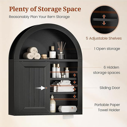 Arched Bathroom Wall Cabinet, 23.6 x 30.3'' Over The Toilet Cabinet - Image 3