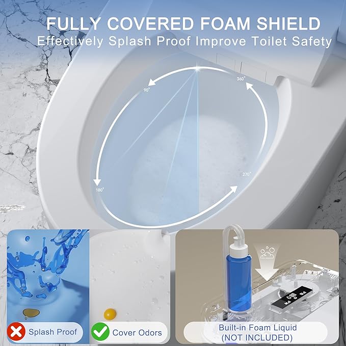 Luxury Smart Toilet with Foam Shield Auto-Open/Close Lid, One Piece Bidet - Image 3
