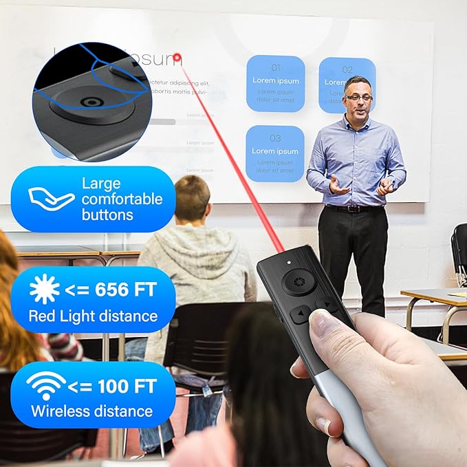 2-in-1 USB Type C Presentation Clicker Wireless Presenter Remote Clicker - Image 4