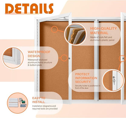 Outdoor Bulletin Board Weatherproof 48x34 in, Enclosed Bulletin Board - Image 4