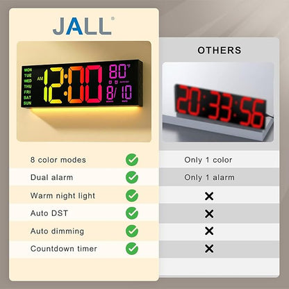 JALL 16" Large Digital Wall Clock, RGB Color - Image 9