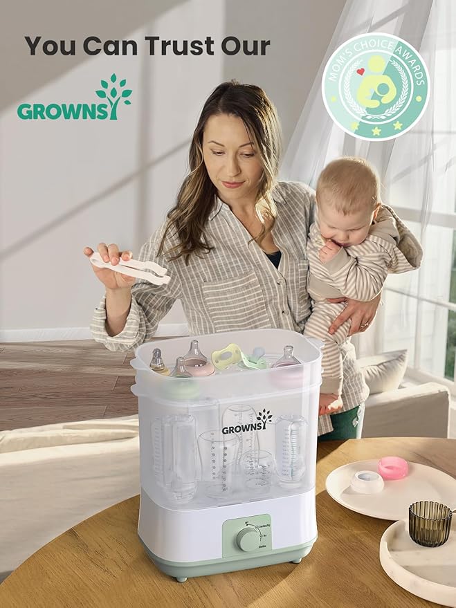 Grownsy Adjustable 4 in 1 Large Bottle Sterilizer and Dryer, 8 Bottles Capacity - Image 7