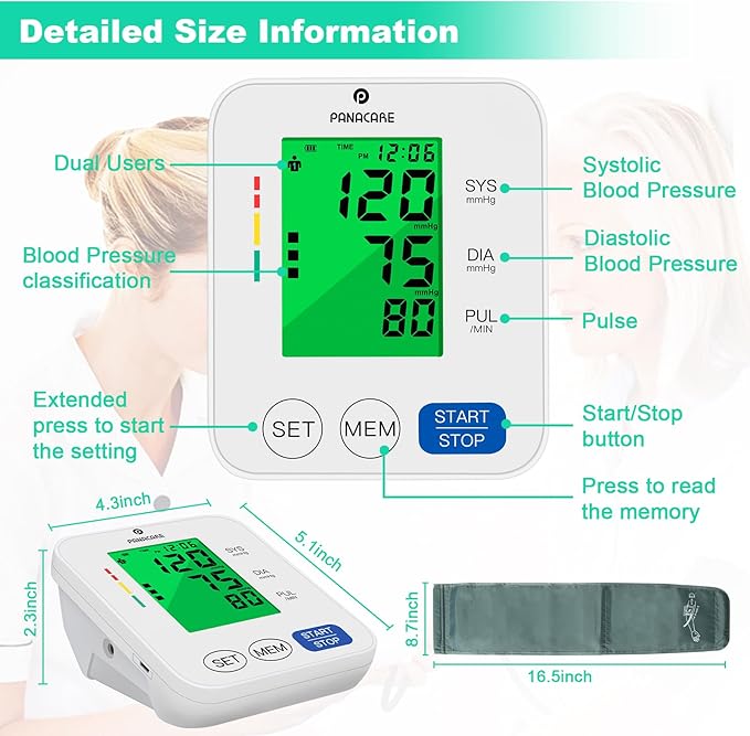 Panacare Blood Pressure Machine, Automatic Upper Arm Blood Pressure Monitor - Image 7