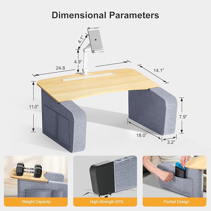 Lap Desk for Adults with Arm Rests, Ergonomic Laptop Pillow Stand for Bed - Image 9