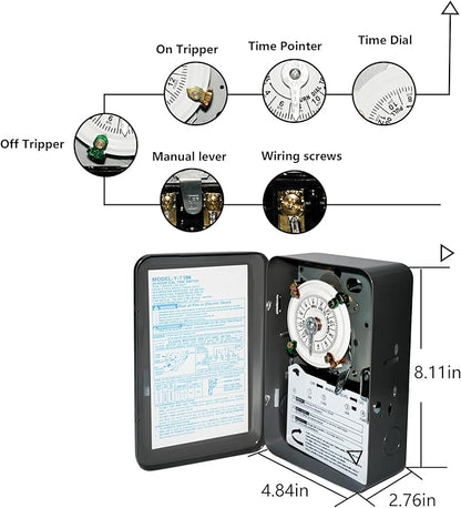 T104 Electromechanical Timer Switch, 40A Load Capacity, 1-12 Cycles Per Day - Image 4