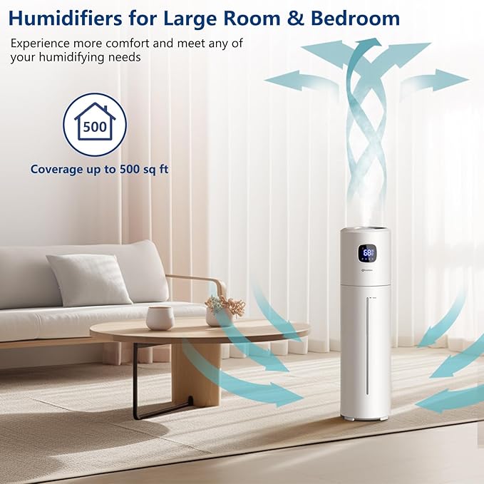 Akeshan Large Humidifiers for Bedroom, 9L/2.5Gal Ultrasonic Cool Mist, Top Fill - Image 4