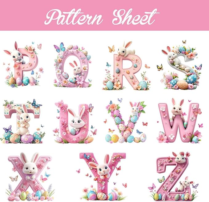 idooodle Personalized Pink Bunny Easter Egg 3D Initial LED Night Light - Image 8