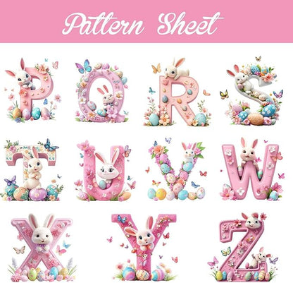 idooodle Personalized Pink Bunny Easter Egg 3D Initial LED Night Light - Image 8