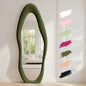 Anpark Full Length Mirror 63"x24" Irregular Full Body Wall Mounted Floor Mirror with Stand Green Flannel Wrapped Frame Leaning Hanging Wall Mirror for Bedroom Entrance Hallway
