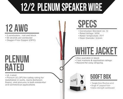 Voltive 12/2 Speaker Wire, Plenum CL3P, 500ft - Image 2