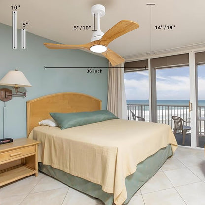 36 Inch Ceiling Fan with Light and Remote Control, 6 Speeds Reversible DC Motor - Image 2
