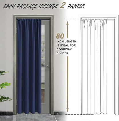 JIUZHEN Blackout Doorway Curtains 80 inch Length - Image 2