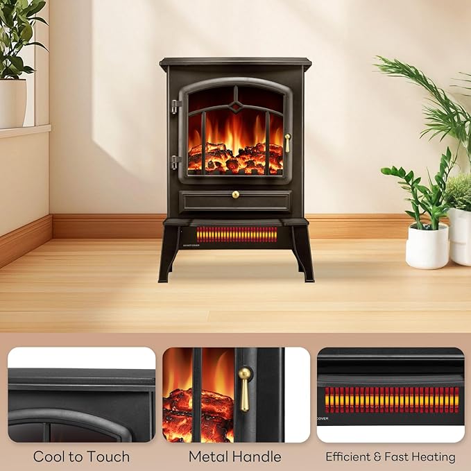 ZAFRO Electric Fireplace Stove, 5100 BTU Quick Heating Electric Fireplace Heater - Image 3