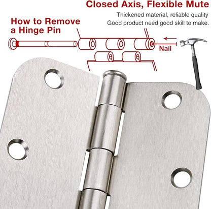 12 Pack Interior 3.5" Brushed Nickel Door Hinges - Image 6