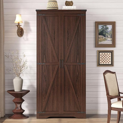 Tall Storage Cabinet with Adjustable Shelves, Farmhouse Pantry Organize with 2 - Image 7