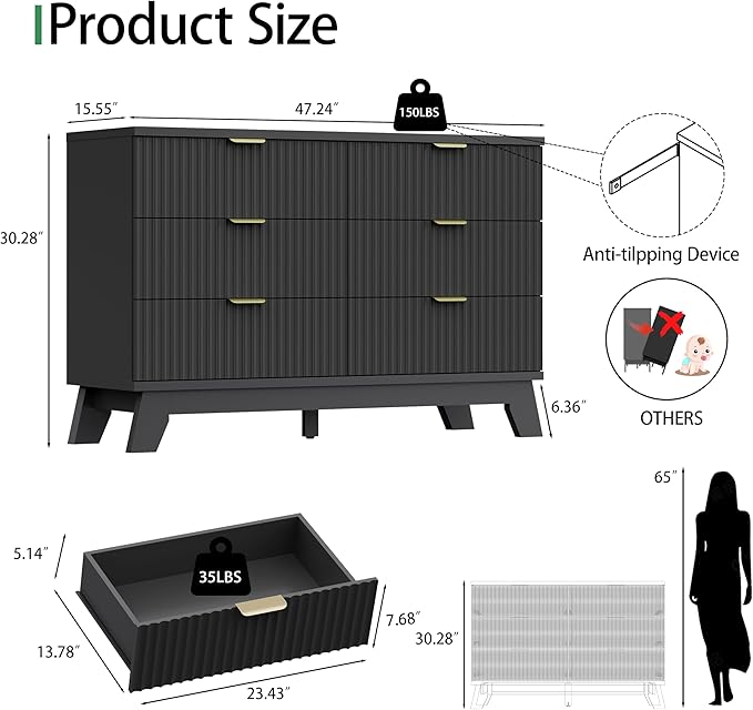 Xixini Fluted Dresser for Bedroom - Image 2