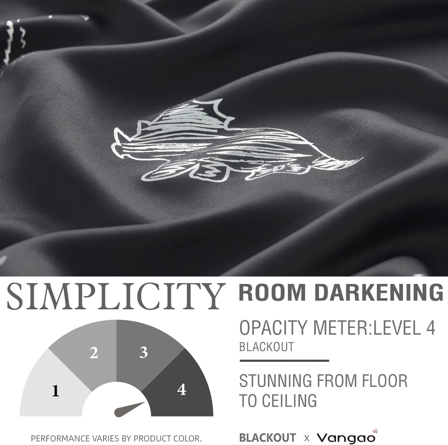 Kids Blackout Curtains for Bedroom 63 Inches Black 2 Panels | Blackout, Grommet, Silver Dino Foil Thermal Insulated Drapes for Boys Girls ‌Newborn‌ ‌Toddler‌ ‌Preschooler Nursery