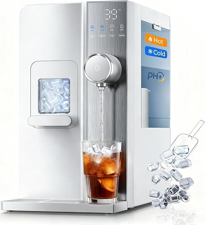 lce Maker Water Filter Dispenser, 3 in1 Countertop Instant Hot & Cold Water -7 by NEESMOCO