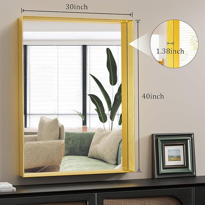 Koonmi 30x40 Inch Metal Framed Bathroom Mirror - Image 7