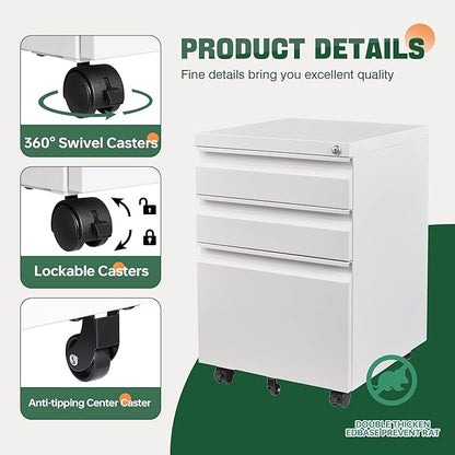 Letaya 3 Drawer Mobile File Cabinet - Image 8