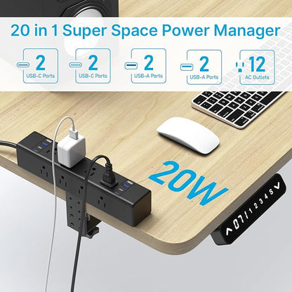 CCCEI Desk Outlet Station 20W USB C Port. 12 Outlet Desktop Clamp Power Strip - Image 2