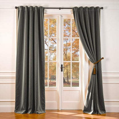 Lazzzy Velvet Blackout Curtains Thermal Insulated Room Window Drapes Super Soft by Lazzzy