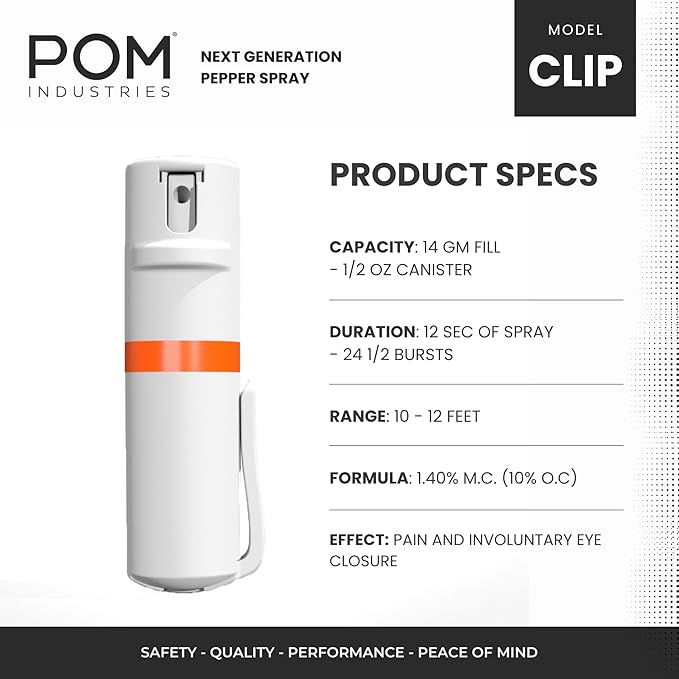 POM Pepper Spray Pocket Clip, Quick Flip Top Safety, Maximum Strength OC Formula - Image 3