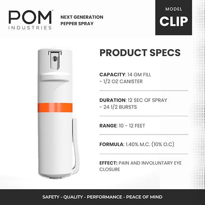POM Pepper Spray Pocket Clip, Quick Flip Top Safety, Maximum Strength OC Formula - Image 3