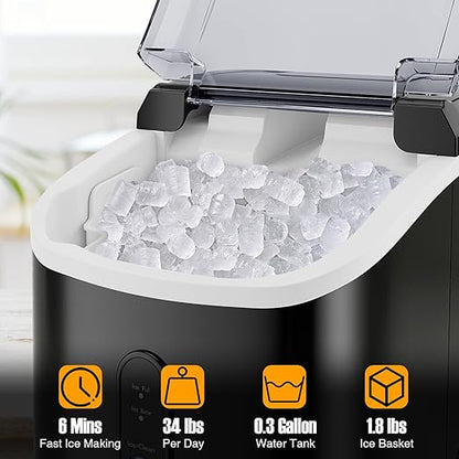 COSTWAY Nugget Countertop Ice Maker, Ready in 6 Mins, 34 lbs/24H, Ice Machine - Image 6