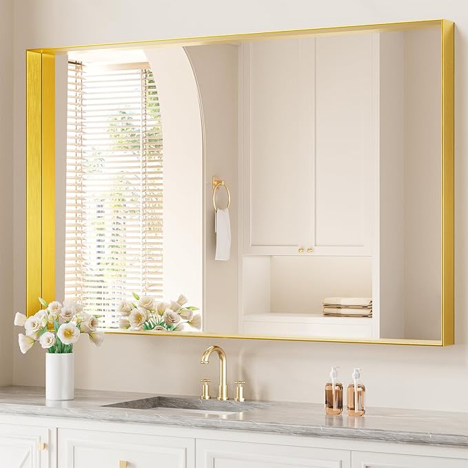 Koonmi 30x48 Inch Metal Framed Bathroom Mirror - Image 2
