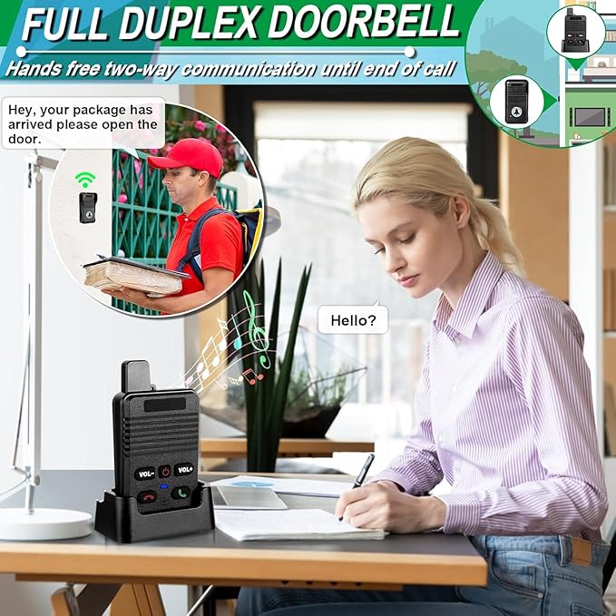 Wireless Door Bell, Full Duplex Long Range Wireless Doorbell, Waterproof 2 Way - Image 5
