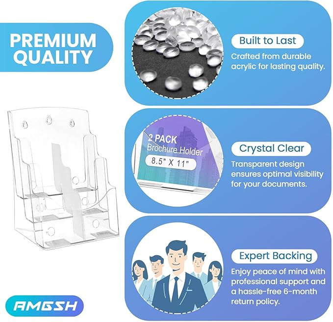 AMGSH 2 Pack 3 Tier Brochure Holder 8.5” x 11” - Image 5